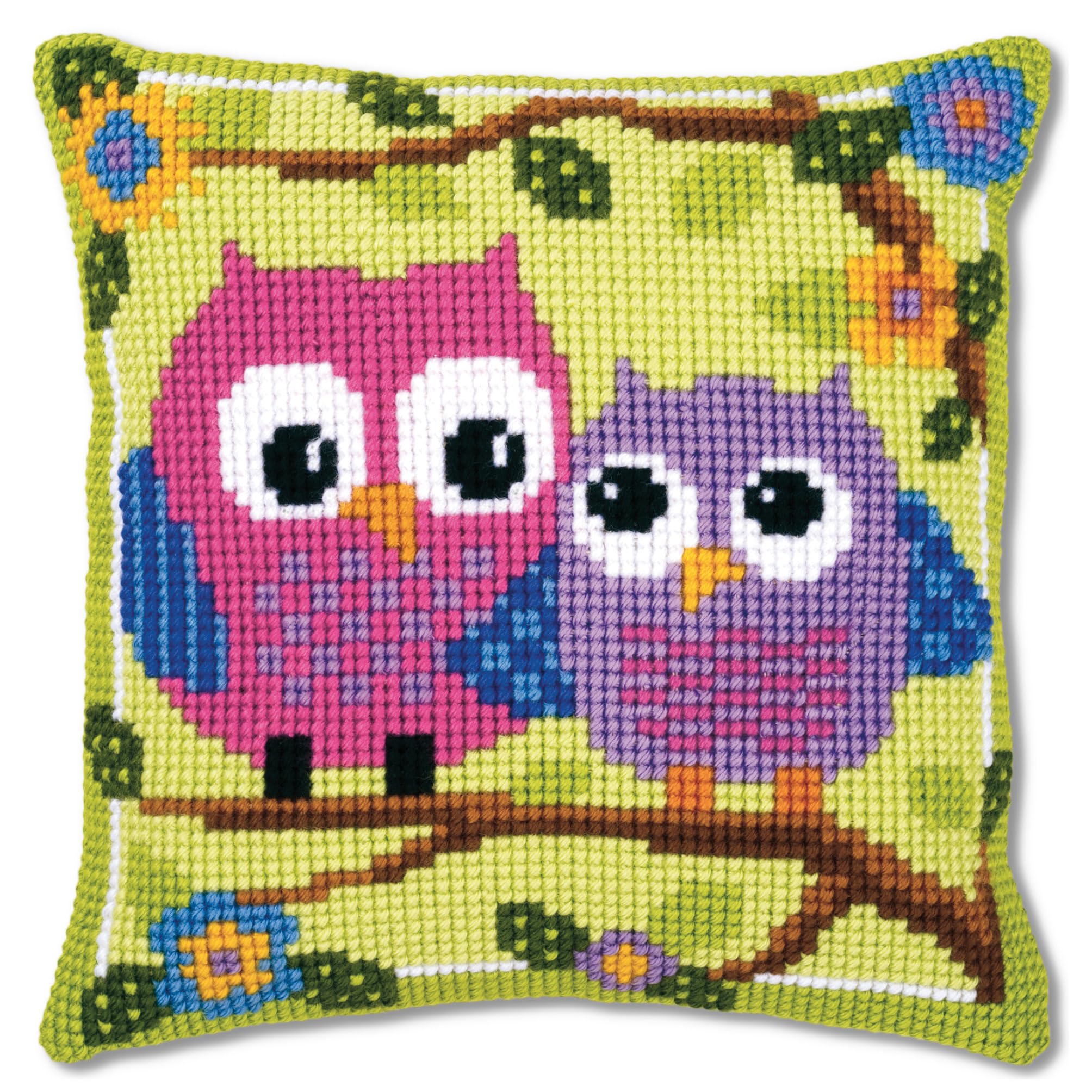 Vervaco Owls Cross Stitch Cushion, Multi-Colour