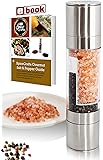 Lifestyle Dynamics Stainless Steel Salt and Pepper Grinder Set with Recipe eBook and Guide - Brushed Steel