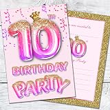 Olivia Samuel 20 Pack 10th Birthday Invitations Pink Gold Glitter Ready to view 6