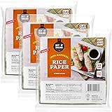 Best of Thailand [Square] White Rice Paper Wraps 3 Pack | Perfect for Fresh Spring Rolls & Dumplings | Non-GMO, Gluten-Free, 