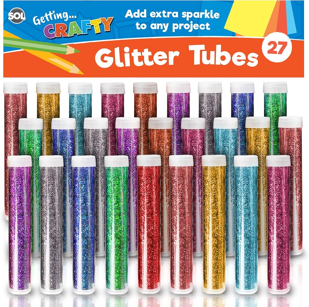 SOL 27pk Kids Glitter Tubes in 27 Colour Assorted Fine Glitter Set