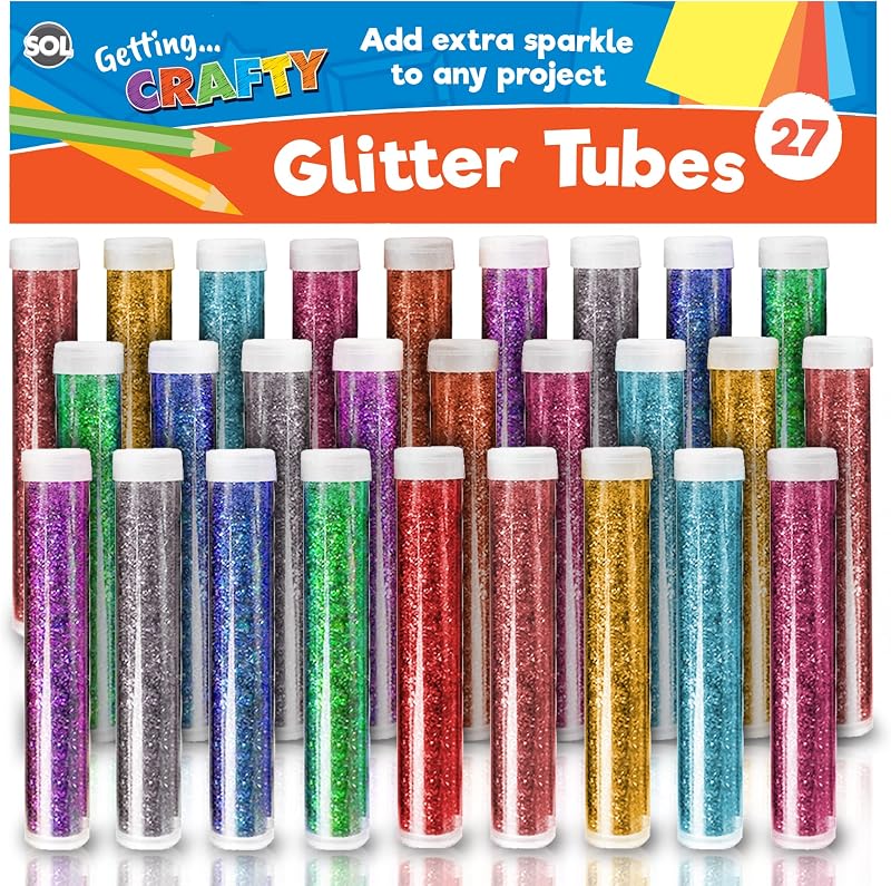 SOL 27pk Kids Glitter Tubes in 27 Colour Assorted Fine Glitter Set