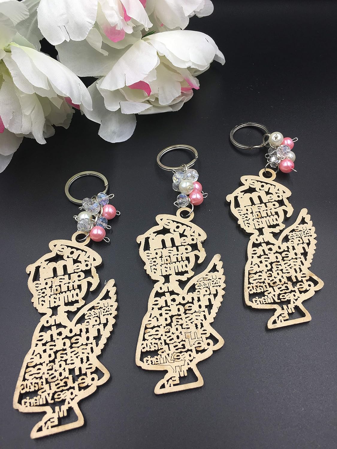 Amazon Com 12pcs Baptism Pink Girl Wood Design Keychain Baptism