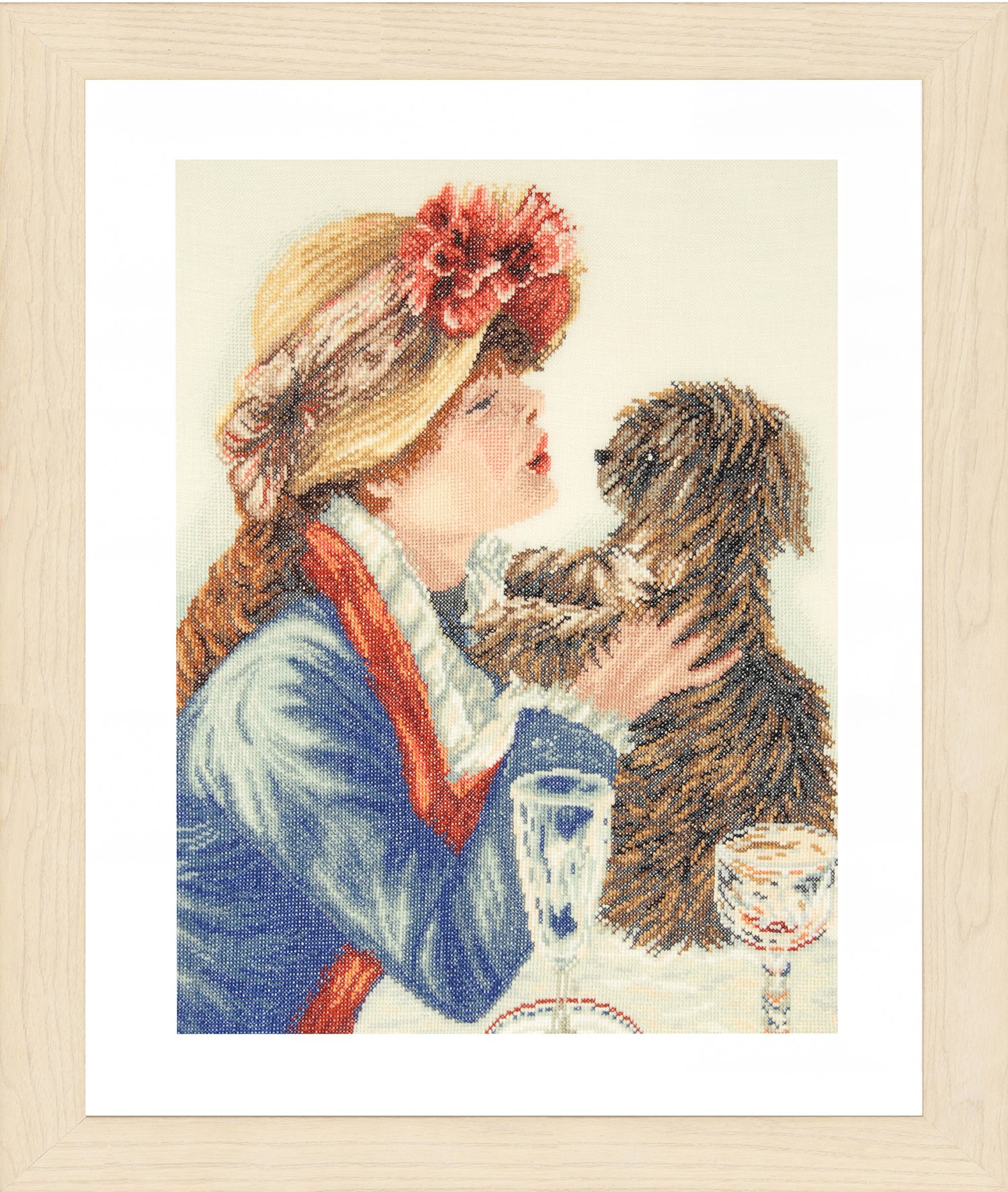 Lanarte Counted Cross Stitch Kit Girl & Dog (Linen), Fabric, Assorted, 32 x 22.5 x 2 cm