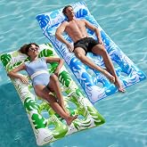 SLOOSH 2-Pack Inflatable Pool Floats Mat - XL Pool Floaties Adults Size with Headrest, Sun Tanning Raft Lake Beach Swimming Pool Party Toys Floating Lounge Above Water Keep Cool