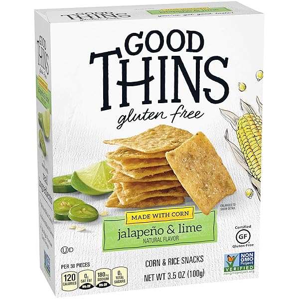 GOOD THINS JALAPEÑO & LIME CORN & RICE SNACKS GLUTEN FREE CRACKERS, 3.5 OZ