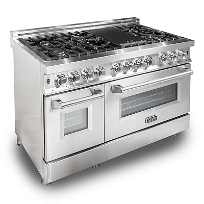 ZLINE 48" Stainless Steel Range, 7 Gas Burners & Electric Oven