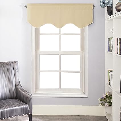 Aquazolax - Cenefa de cortina festoneada, Moderno, beige cálido, Rod