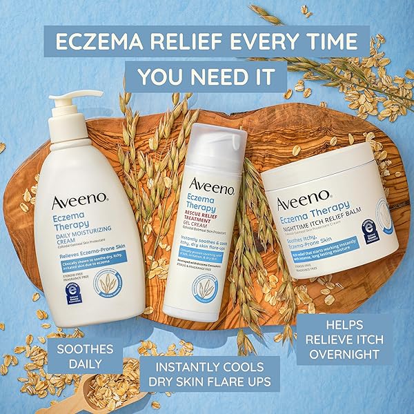 AVEENO ECZEMA THERAPY DAILY MOISTURIZING BODY CREAM FOR SENSITIVE SKIN, SOOTHING ECZEMA RELIEF CREAM, COLLOIDAL OATMEAL & CERAMIDE FOR DRY & ITCHY SKIN, STEROID- & FRAGRANCE-FREE, 7.3 OZ