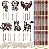 Jetec 36 Sets Day of The Dead Crafts Bulk Dia De Los Muertos Decor Gifts | Dia De Los Muertos, DIY Coloring Art and Crafts, Day of The Dead Hanging Ornaments, Mexican Fiesta Activity Supplies