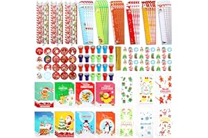 Yexiya 216 Pcs Christmas Stationery Party Favors Goodie Bag Stuffers Bulk Include Pencil Eraser Ruler Stamp Mini Notebook Treat Bag Sticker Gift Exchange Prizes Carnival Event