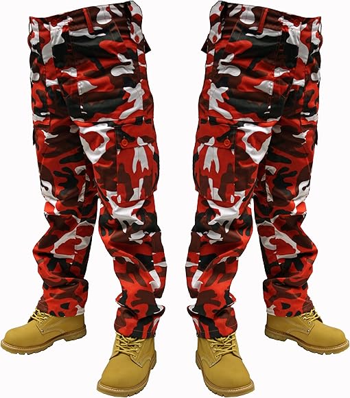 red camouflage trousers