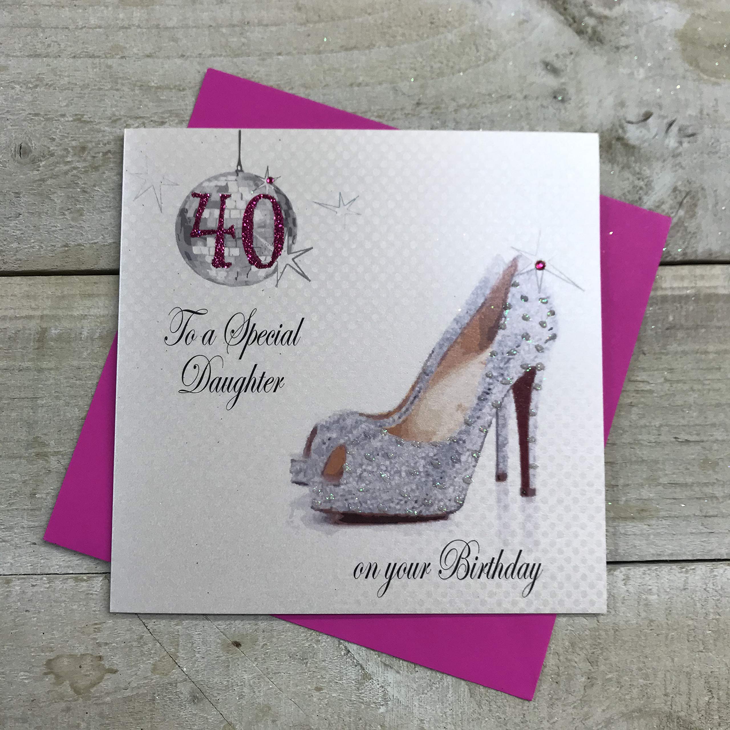 White Cotton Cards "To a Special Daughter On Your 40th Birthday Handmade Card, White, PD40D