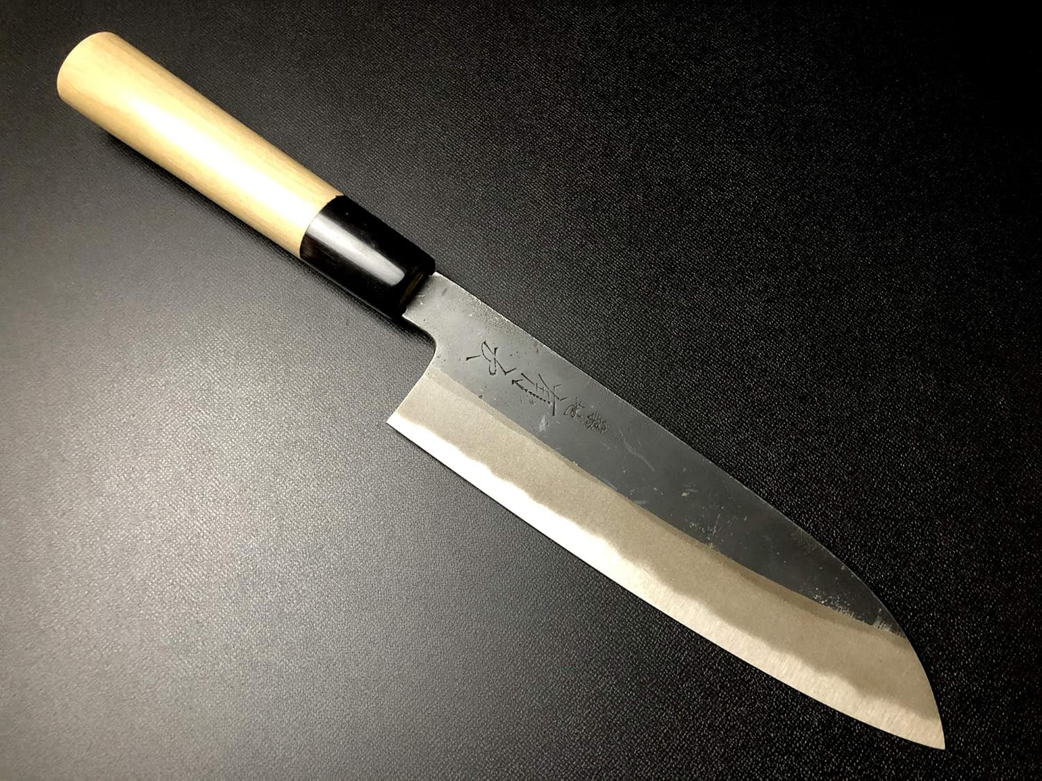 Japanese Chef's Knife ARITSUGU Black Santoku Blue Steel 180