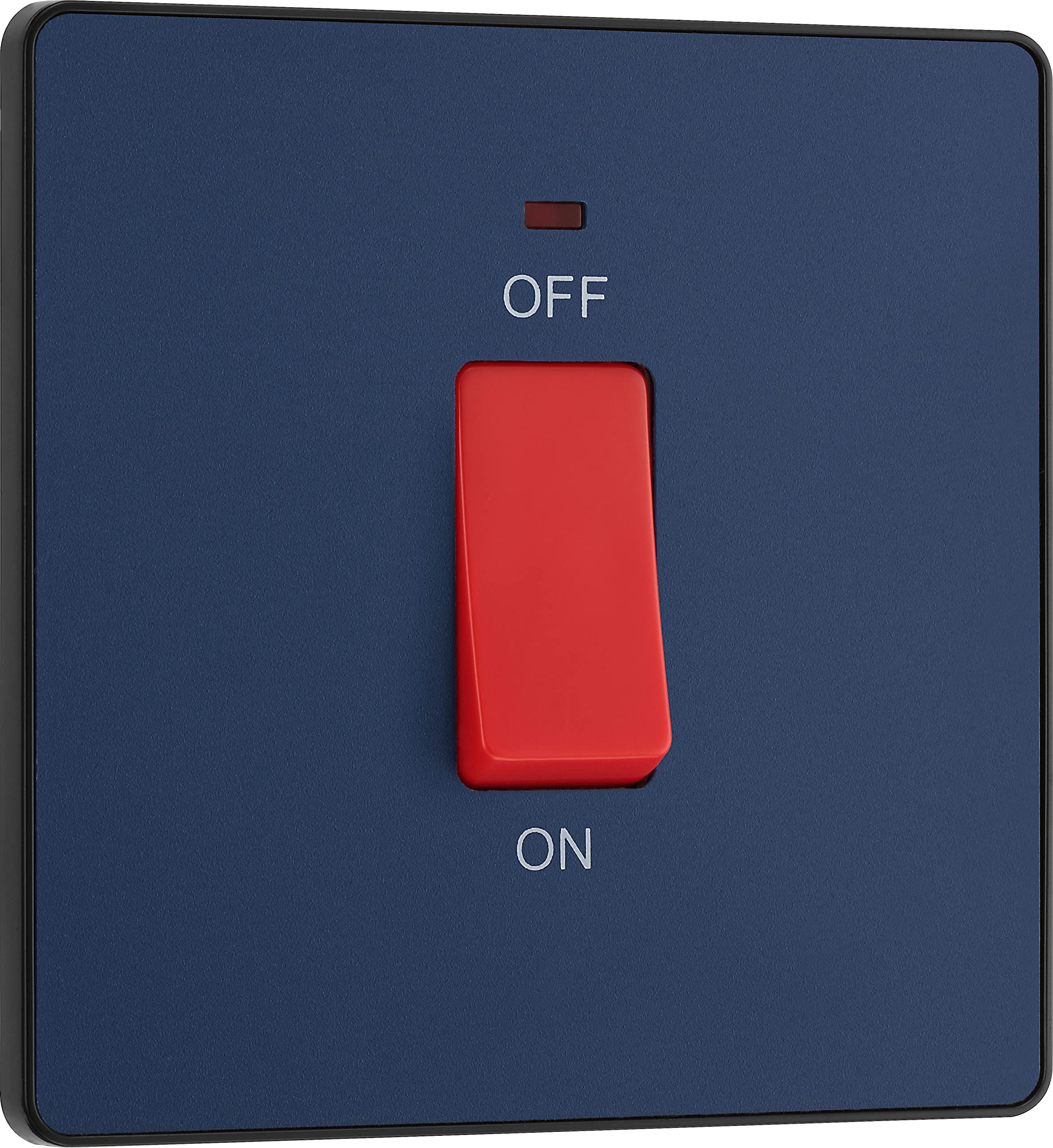 British General Evolve 45A Double Pole Square Switch with LED Indicator, Matt Blue — image 1