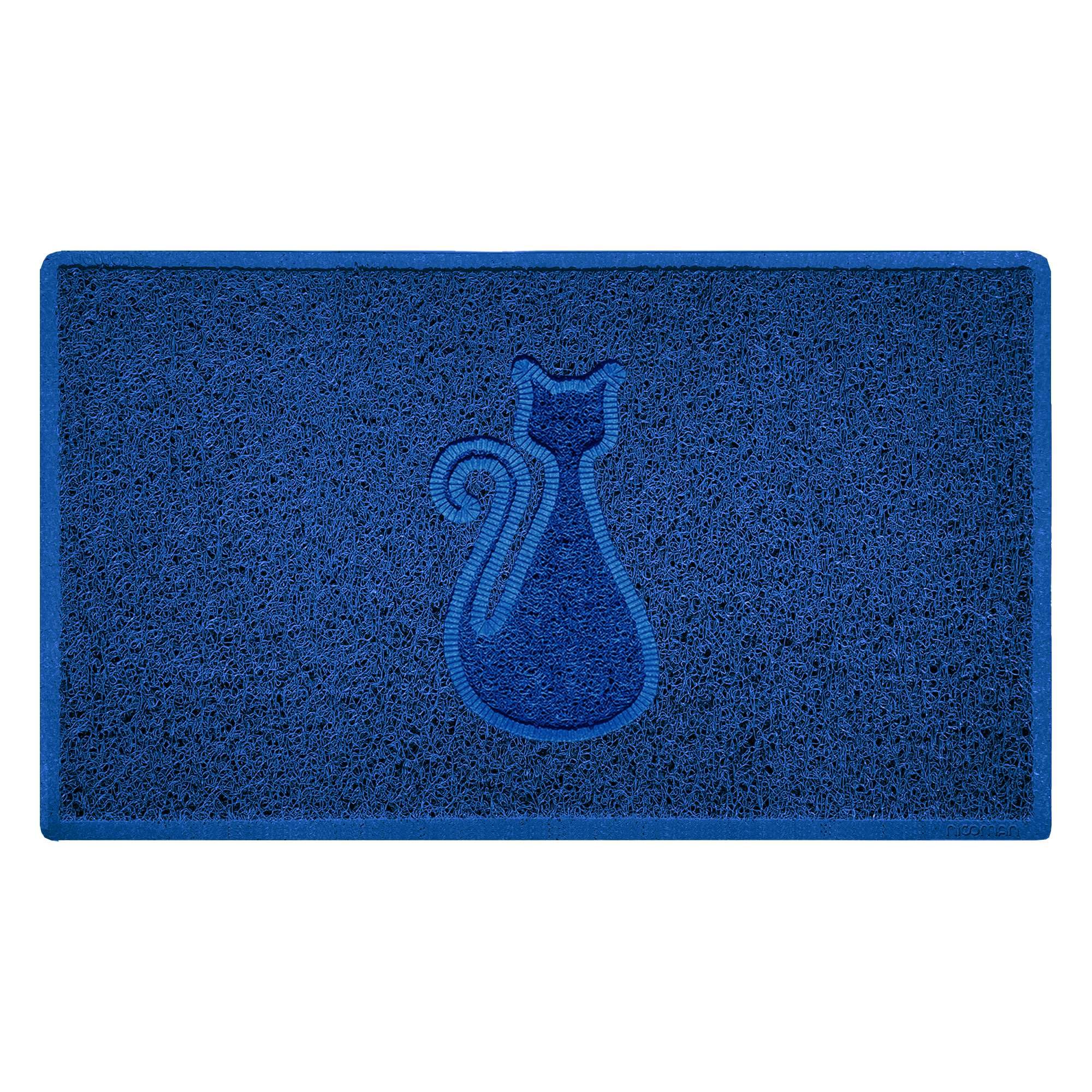 Nicoman CAT Embossed Shape Door Mat Dirt-Trapper Washable Barrier Doormat-(Use Indoor or Sheltered Outdoor)-(75x44cm/29.5x17.3inches,Medium) Blue