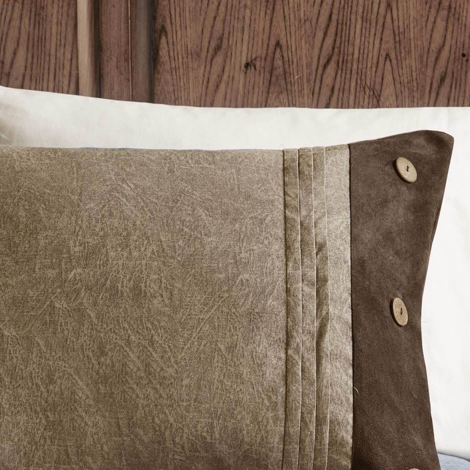 Madison Park Boone 7 Piece Faux Suede Comforter Embroidered Pillows, Bedskirt and Shams Cabin Style Soft Down Alternative Hypoallergenic All Season Bedding-Set, King, Brown: Home & Kitchen