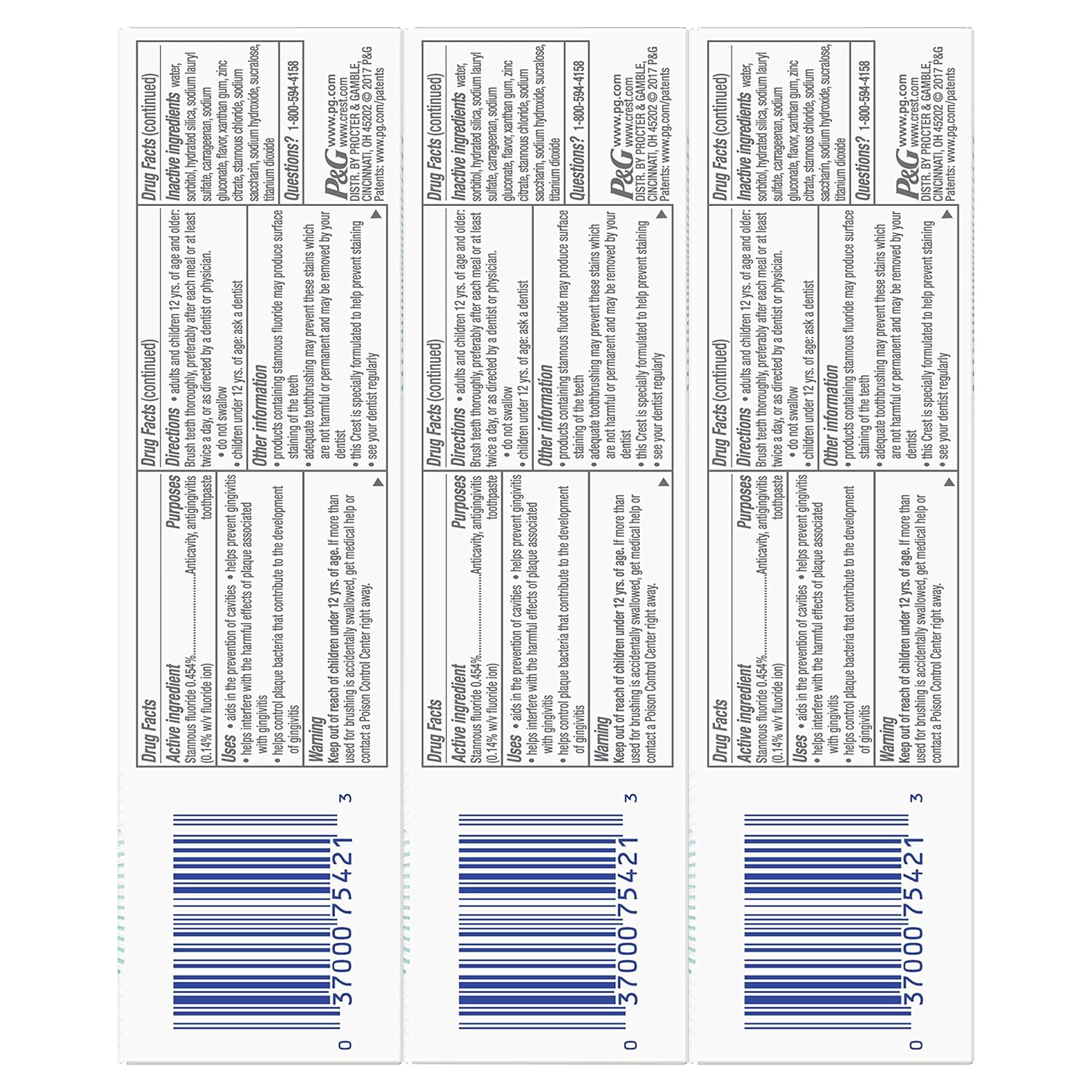 Crest Toothpaste Gum Detoxify Deep Clean, 4.1oz (Pack of 3) : Beauty