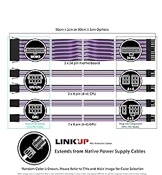LINKUP - 30cm PSU PC Power Extension Cable Metallic