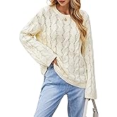 Zyyfly Womens Oversized Cable Knit Sweater Chunky Fall Long Sleeve Crewneck Loose Pullover Sweaters