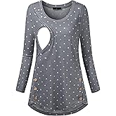connche Women's Button Side Maternity Tunic Nursing Tops for Breastfeeding