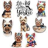 Yorkshire Terrier Dog Sticker 8 Pcs (Large Size) Yorkie Vinyl Stickers Laptop Waterproof Decal for Car Bumper Water Bottle Window Funny Party Birthday Decorations - Size 4 Inches