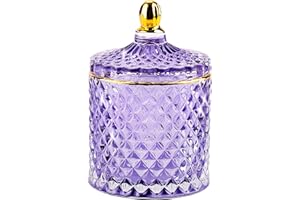 ALAMHI Glass Jewelry Box Purple Trinket Dish Crystal Candy Jars with Lids Candy Dishes Decorative Apothecary Jars Small Storage Candy Bowl Unique Gifts for Women