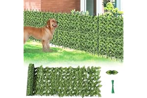 SUMORISE 100x60 inch Artificial Ivy Privacy Fence Wall Screen, Artificial Hedges Fence and Faux Ivy Vine Leaf Decoration for Outdoor Indoor Garden Fence Backyard (Watermelon Leaves)
