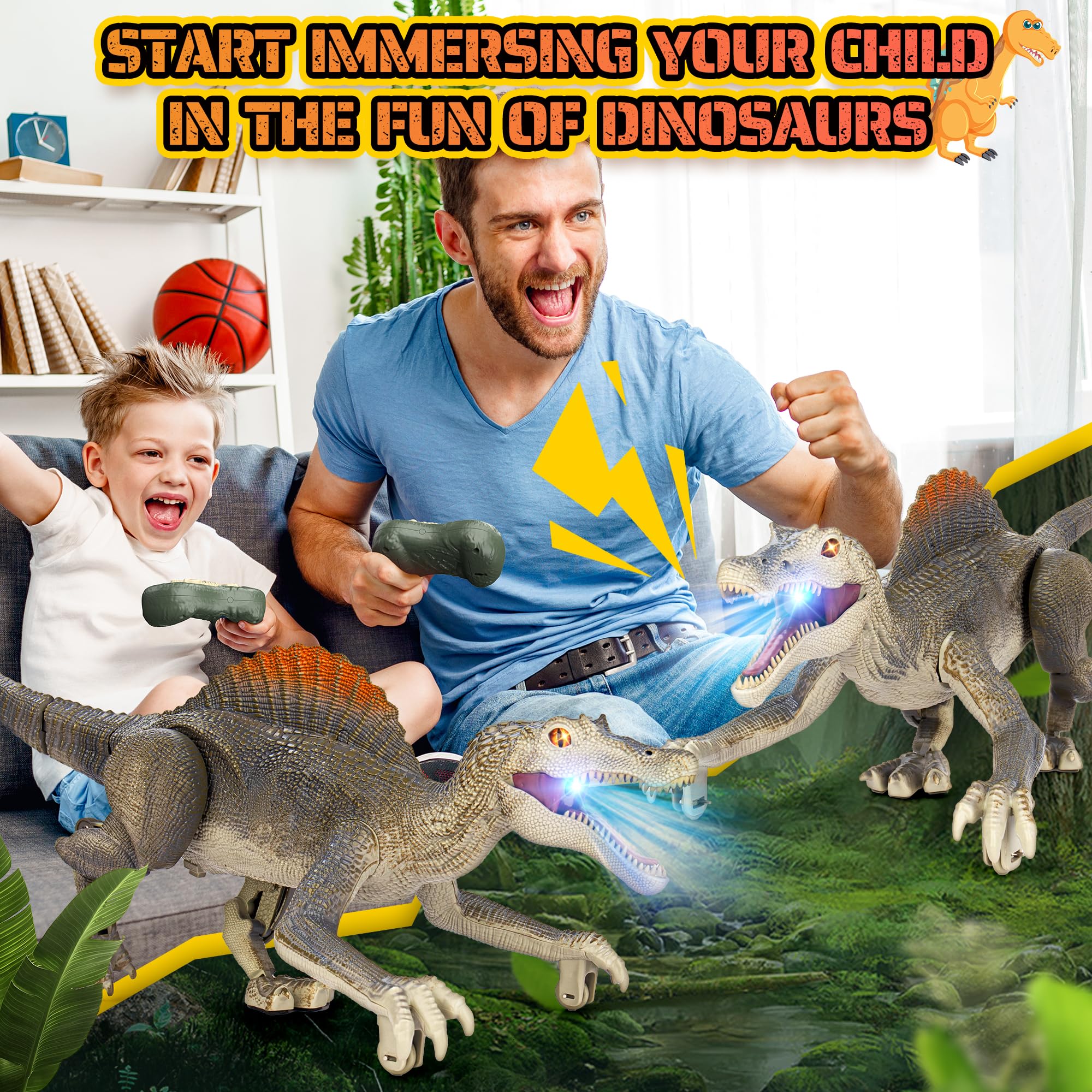 Dinosaur toys, Realistic Remote Control Dinosaur toys for Kids 3-5, 2.4GHZ, Walking, Rechargeable, 3D Eyes Realistic Appearance, 3 Sound Effects, Demo Function, Sturdy Jurassic Toy for kid 3+