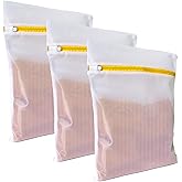 3 Pack Mesh Laundry Bags for Delicates 40cmx50cm (16inx20in), Dryer Safe, Breathable Fine Net, Sturdy Anti-Rust Zipper, Mesh 