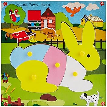 Skillofun Wooden Theme Puzzle Standard Rabbit Knobs, Multi Color