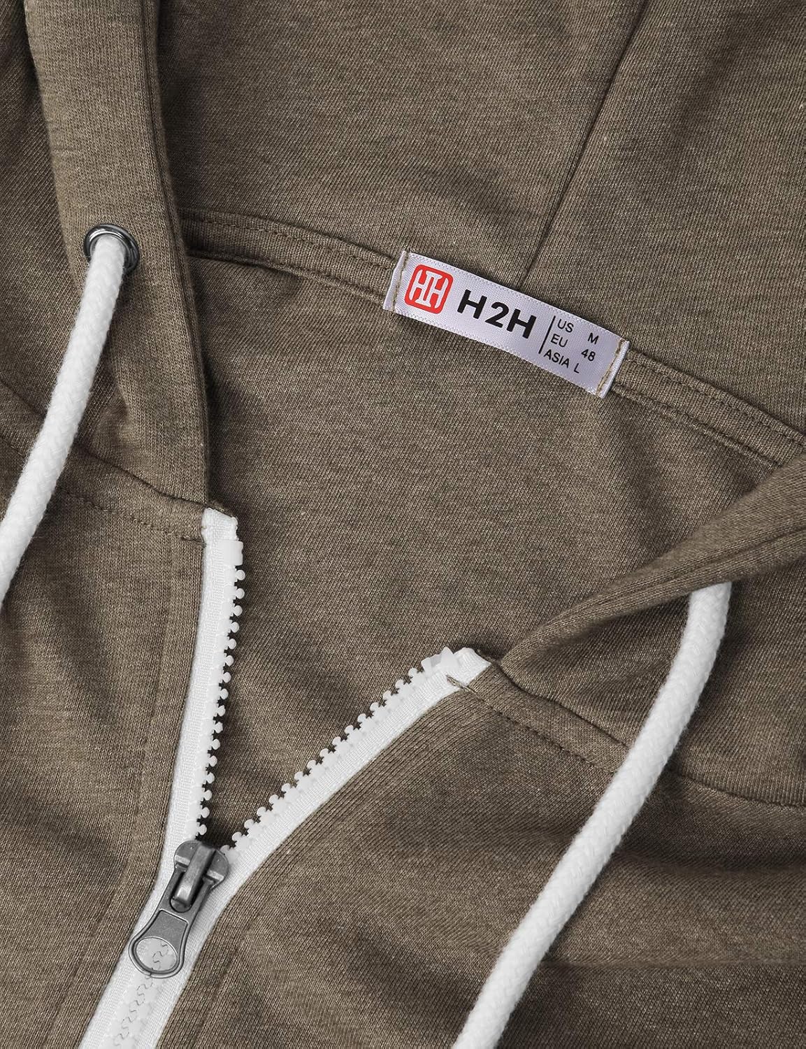 H2H Mens Casual Zip up Hoodie Jacket Double Cotton Lightweight Hooded at  Men’s Clothing store