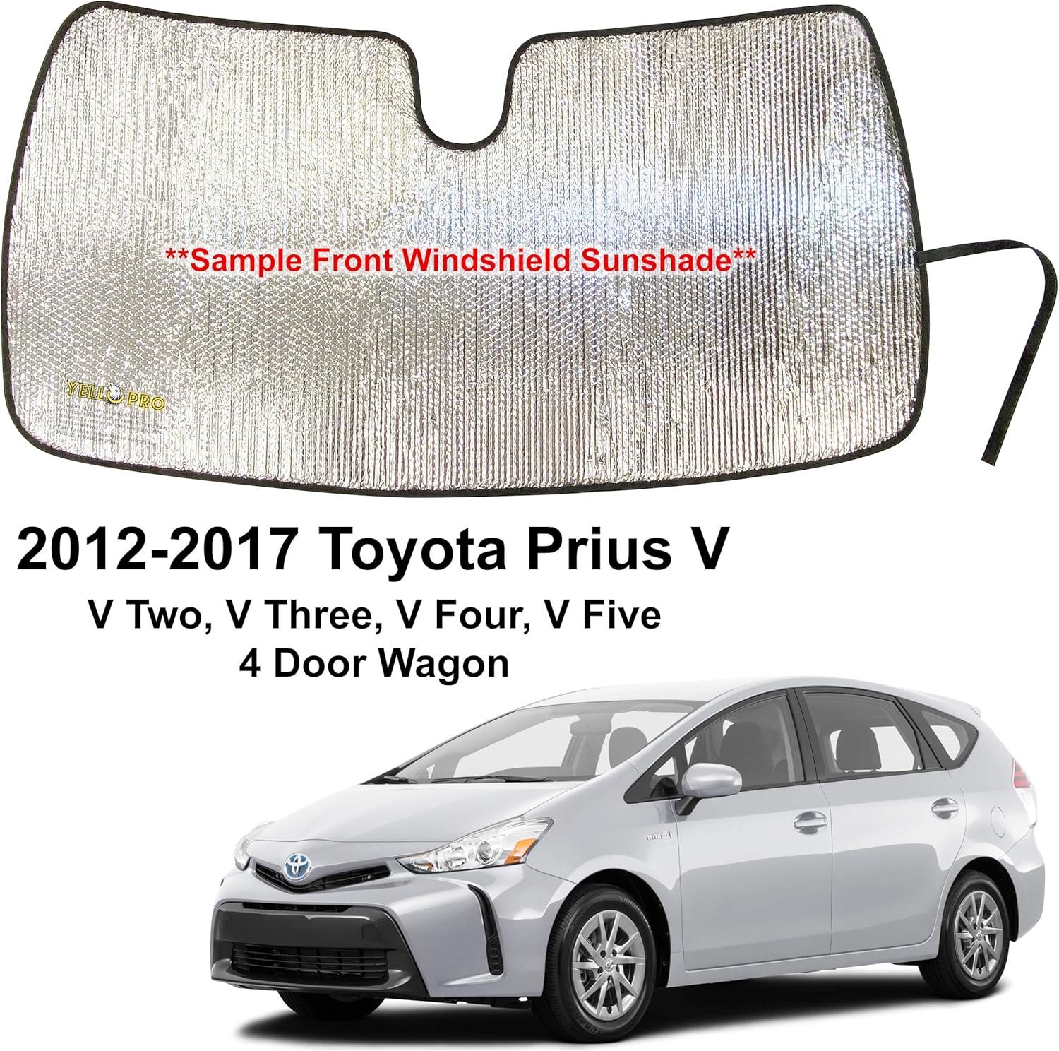 YelloPro Auto Custom Fit Car Front Windshield Reflective Sunshade Protector for 2012 2013 2014