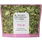 Tulsi Herbal Tea (Holy Basil) | Sacred Blossom Farm | 1.7 oz. Loose Leaf | Ease Stress Renew Enaergy* | Minimally Processed Wisconsin-Grown Medicinal Herbs | Caffeine Free | Handmade in USA