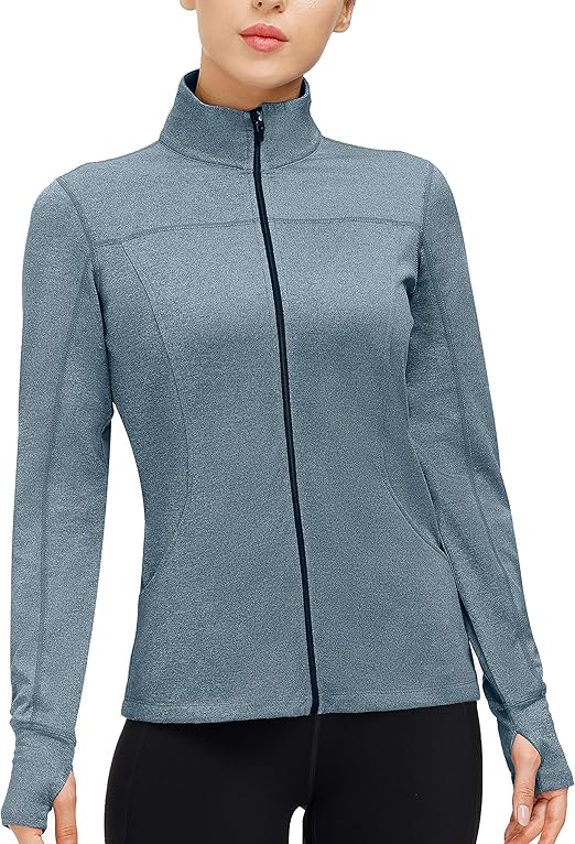 Buy Women's Full Zip Workout Jackets, Quick Dry Long Sleeve Lightweight Active Track Running