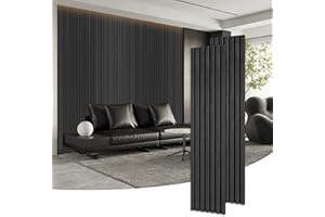 JINDOLI Wood Slat Wall Panels for Stylish Decor and Noise Reduction,Fluted Panels for Wall,Interior Design 3D Wood Wall Panels Use for Soundproof Paneling,Black Oak,94 Inch