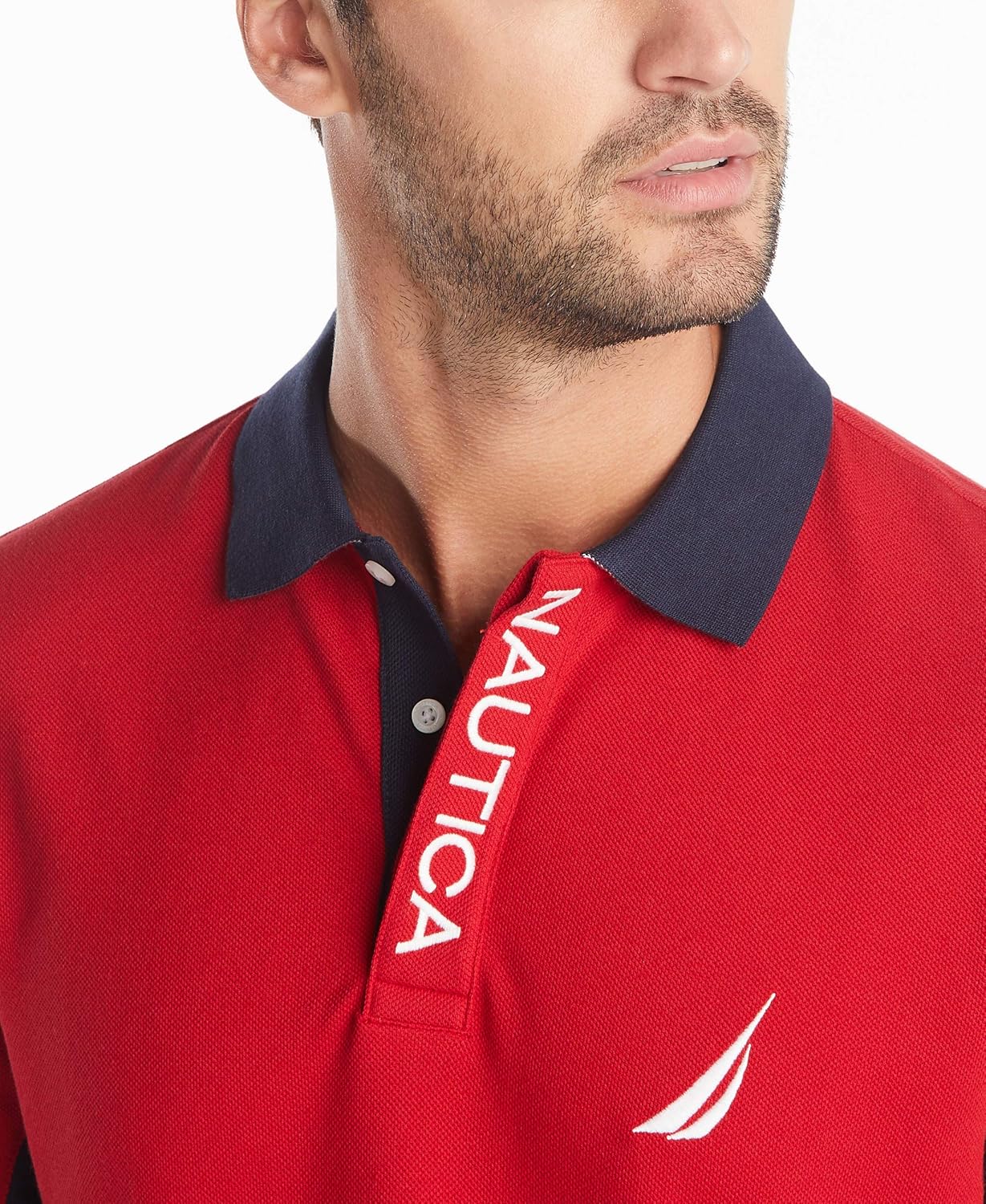 Nautica Men's Short Sleeve Color Block Performance Pique Polo Shirt at  Men’s Clothing store