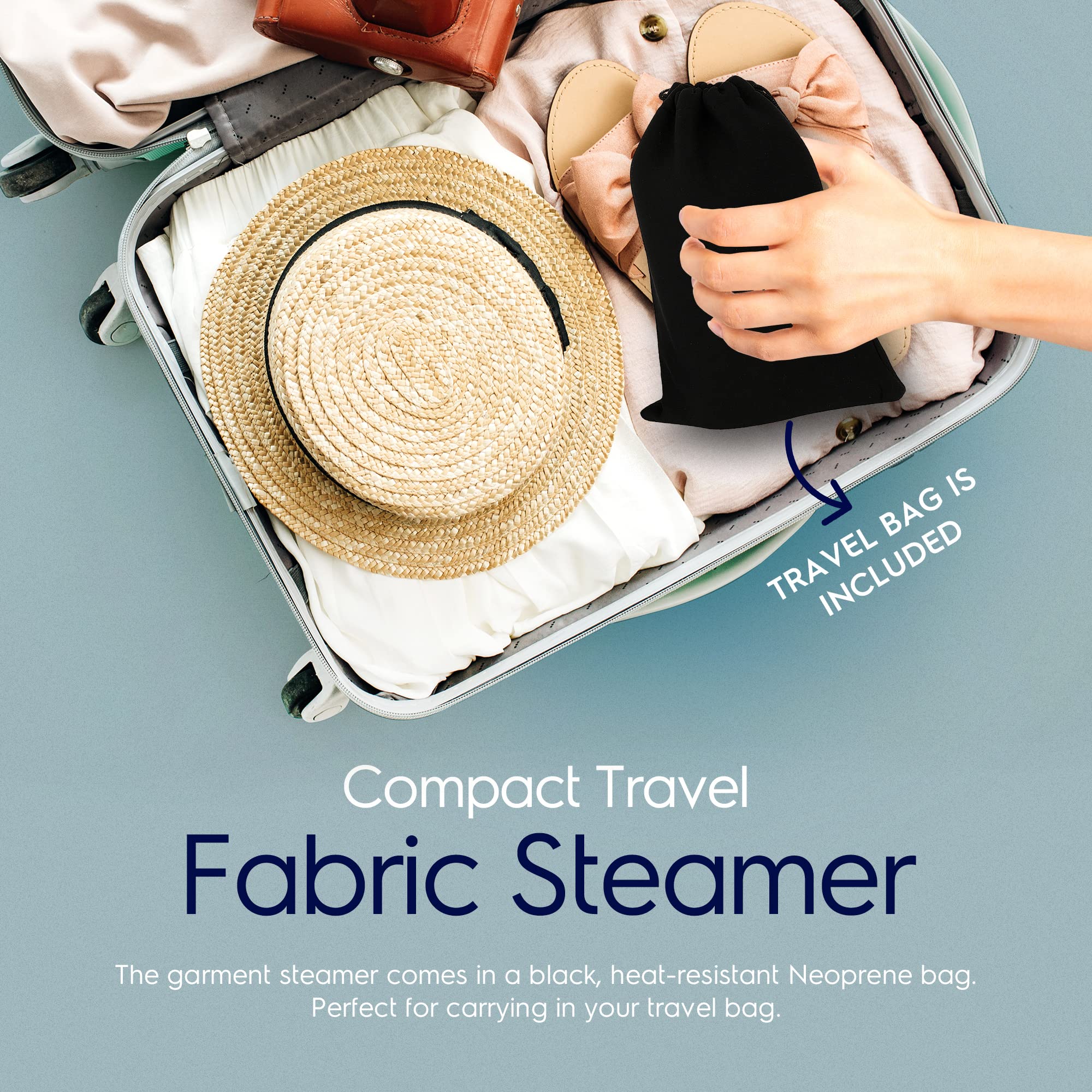 Electrolux Travel Compact Steamer, Mini Steamer and Iron for Clothes Travel Size, Portable Hand Held Clothing and Garment Steamer, Dry Steam, Portable 2 in 1 Fabric Wrinkle Remover, with Fabric Brush