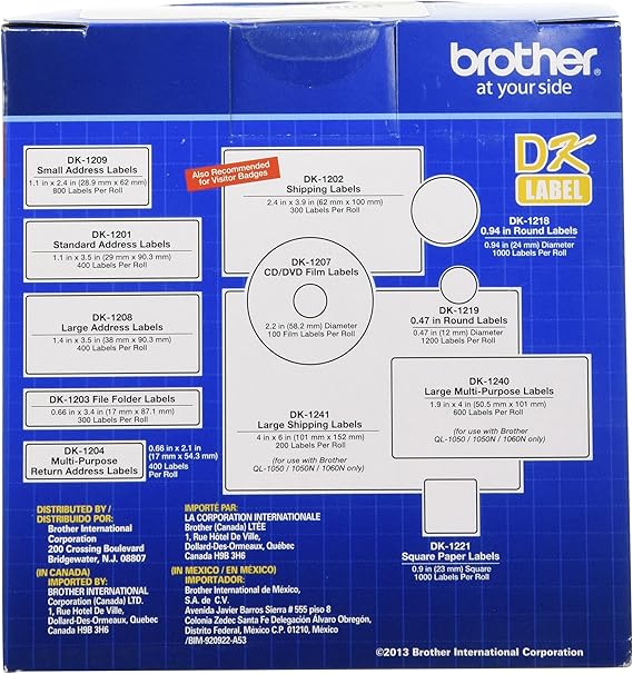 brother 205 label size
