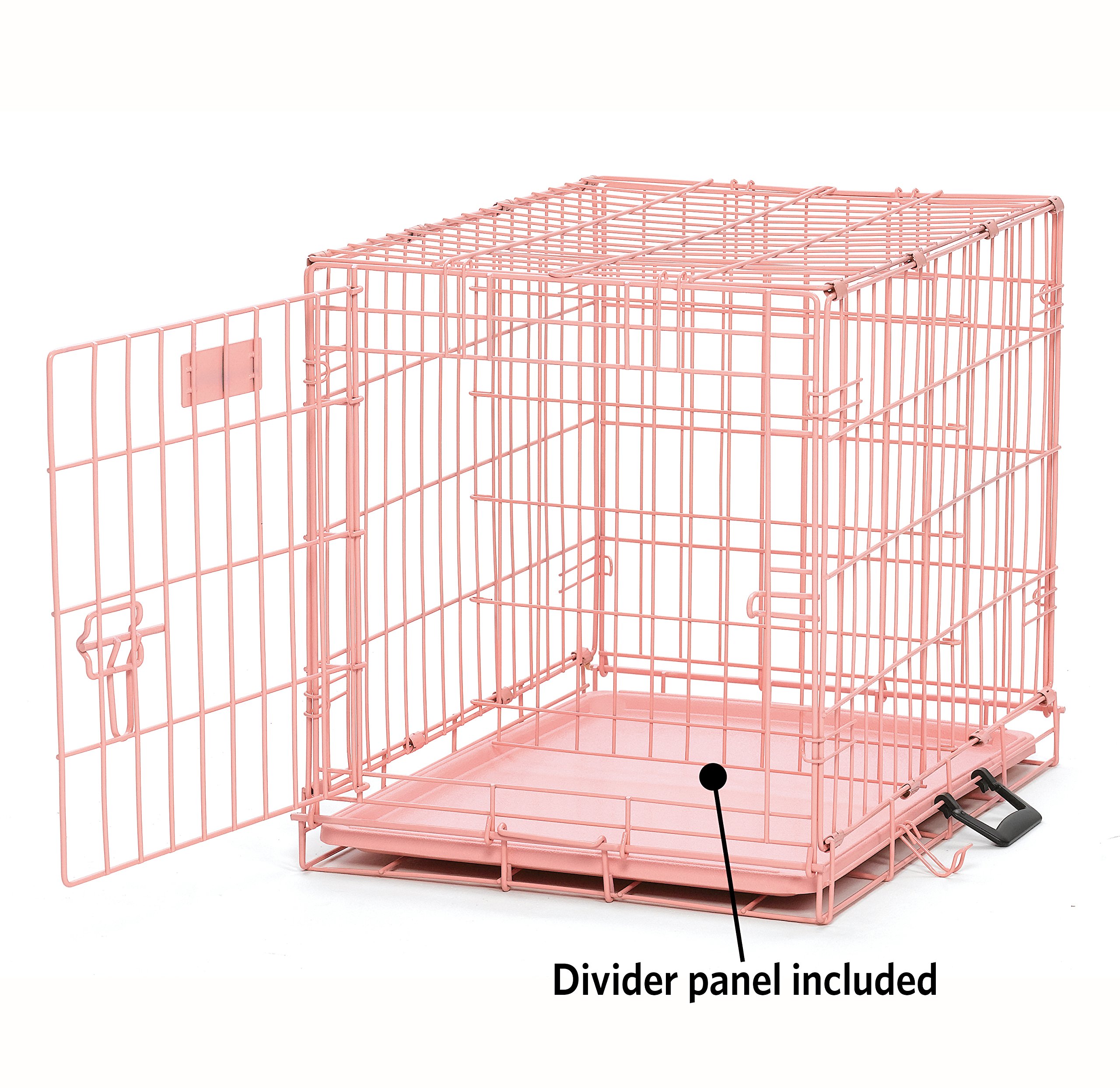 Galleon Pink Dog Crate MidWest ICrate 24" Pink Folding Metal Dog Crate W/ Divider Panel