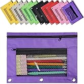 CHEPULA 14 Pack 3 Rings Binder Pencil Pouch, 2 Layer Pencil Case with Zipper and Mesh Window, Wear-resistant Oxford Fabric, Small Cosmetic Bag Pen Case for Home Office