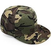 UltraKey Flat Brim Cap, Army Military Camo Baseball Cap Camouflage Hip Hop Flat Bill Plain Snapback Hats