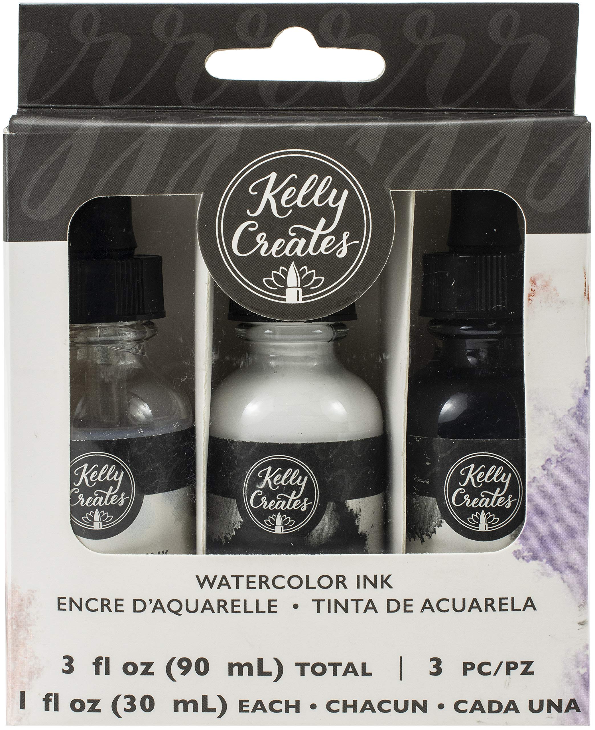AMERICAN CRAFTS Kelly Creates WTRCLR 3/PKG, Black, White & Iridescent, One Size