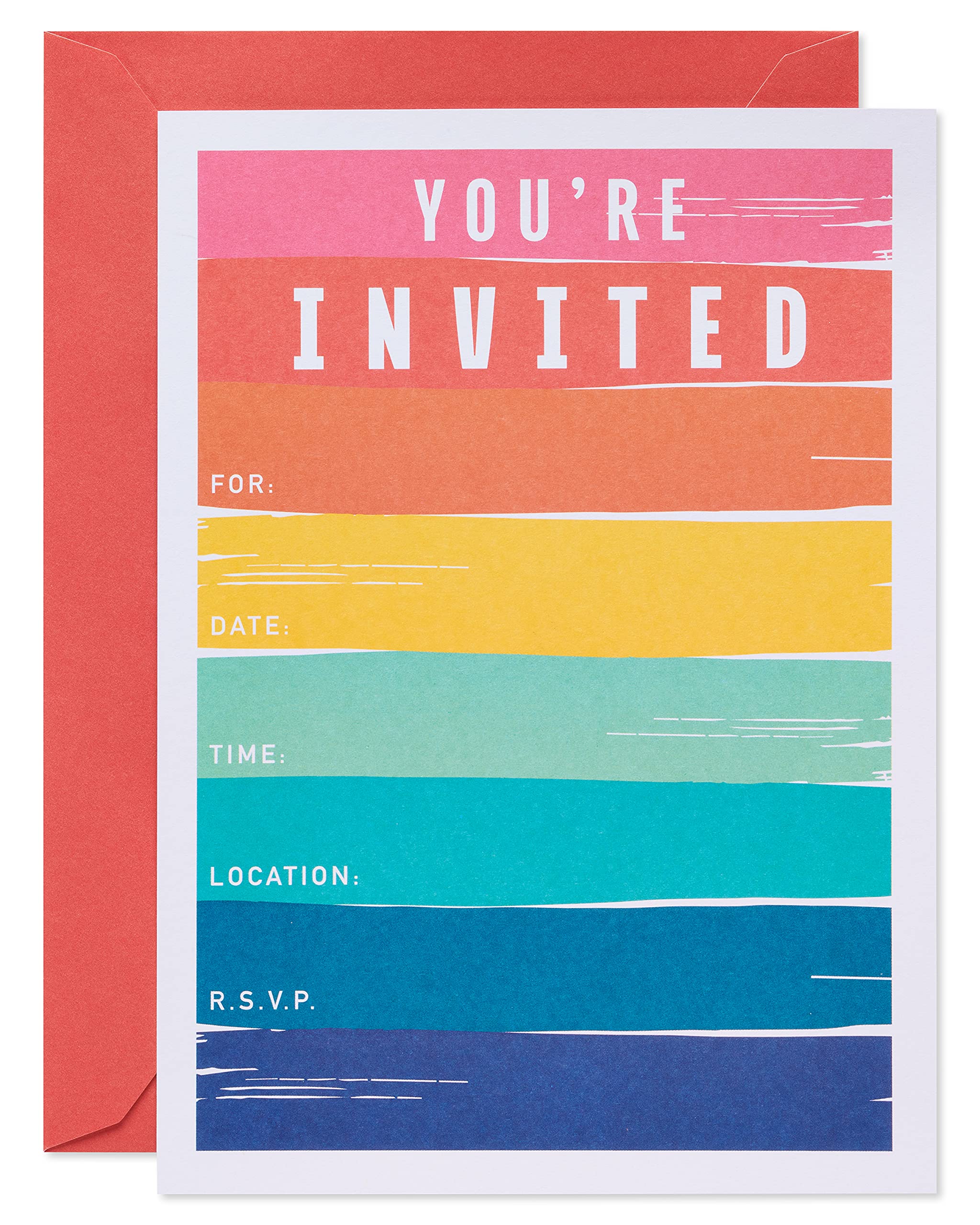 American Greetings All-Occasion Party Invitations with Envelopes, Rainbow Brushstrokes (25-Count)