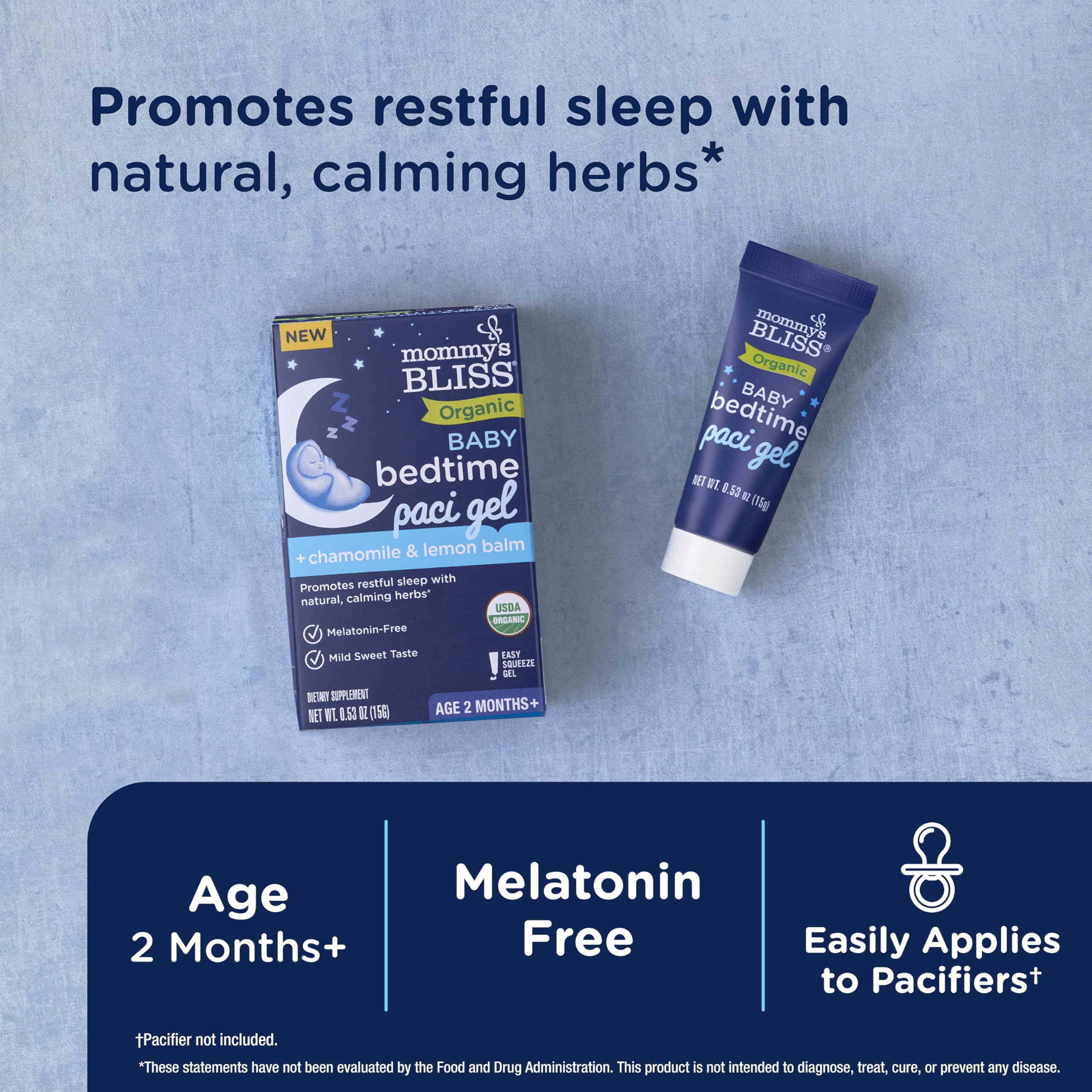 Mommy's Bliss Organic Baby Bedtime Paci Gel, Promotes Restful Sleep*, Melatonin Free, Age 2 Months+, 0.53 Fl Oz