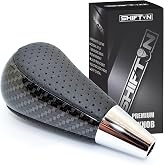 SHIFTIN Carbon Fiber Gear Shift Knob Fits for Toyota Avalon Yaris 4Runner Sienna Camry Tacoma and Lexus ES GS SC RX LS (Black Leather/Carbon Fiber Pattern)