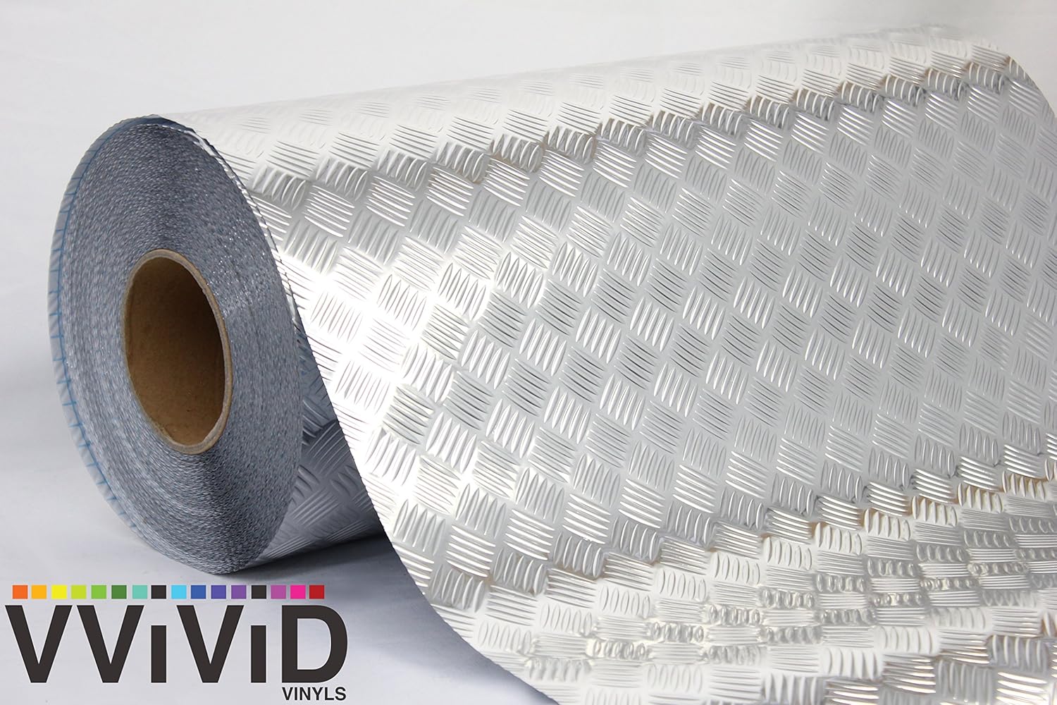 Industrial Utility Diamond Plate Metallic Chrome Finish Vinyl Wrap