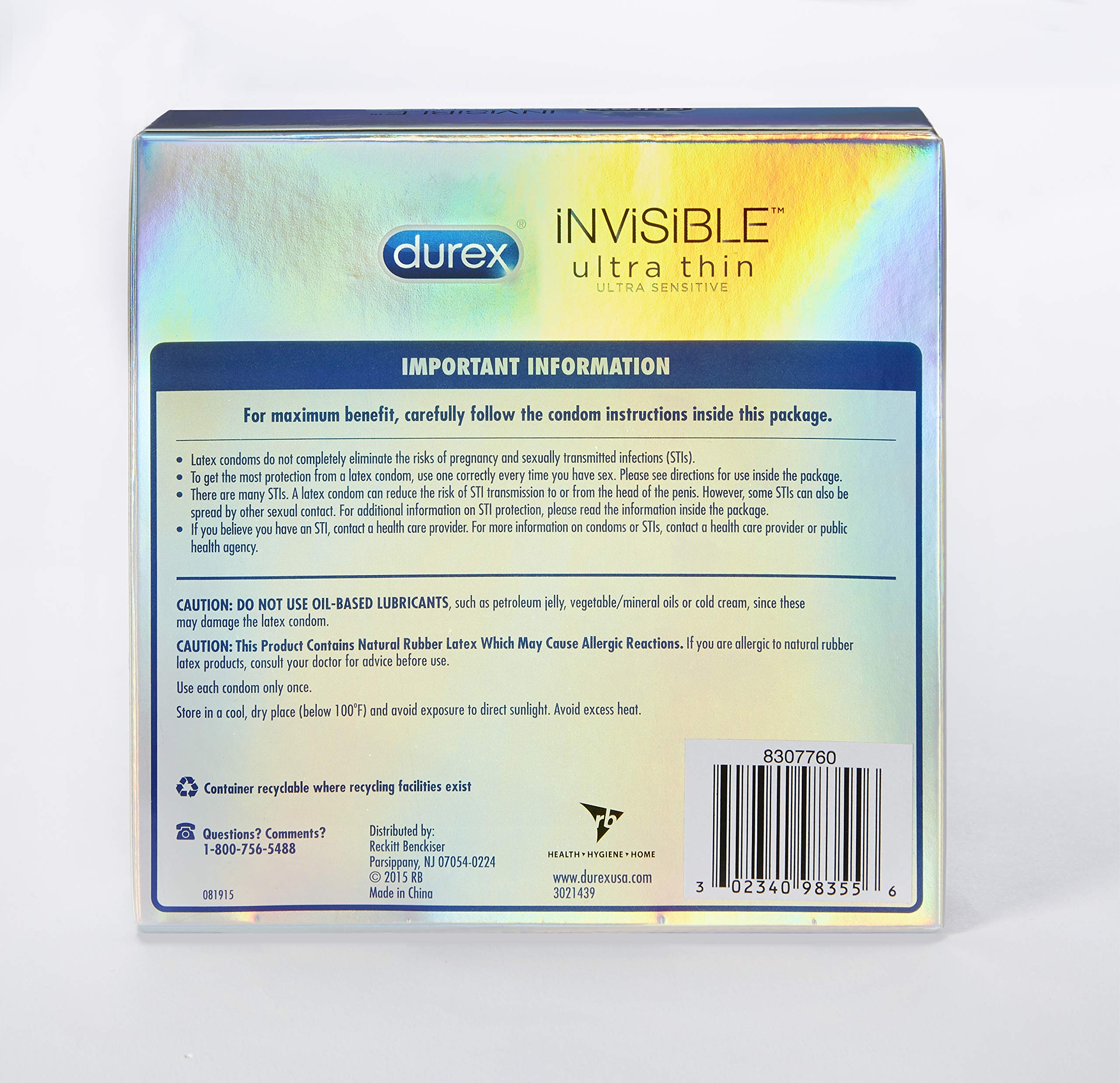 Durex Invisible Ultra Thin Condoms, Ultra Sensitive Ultra Fine, Natural