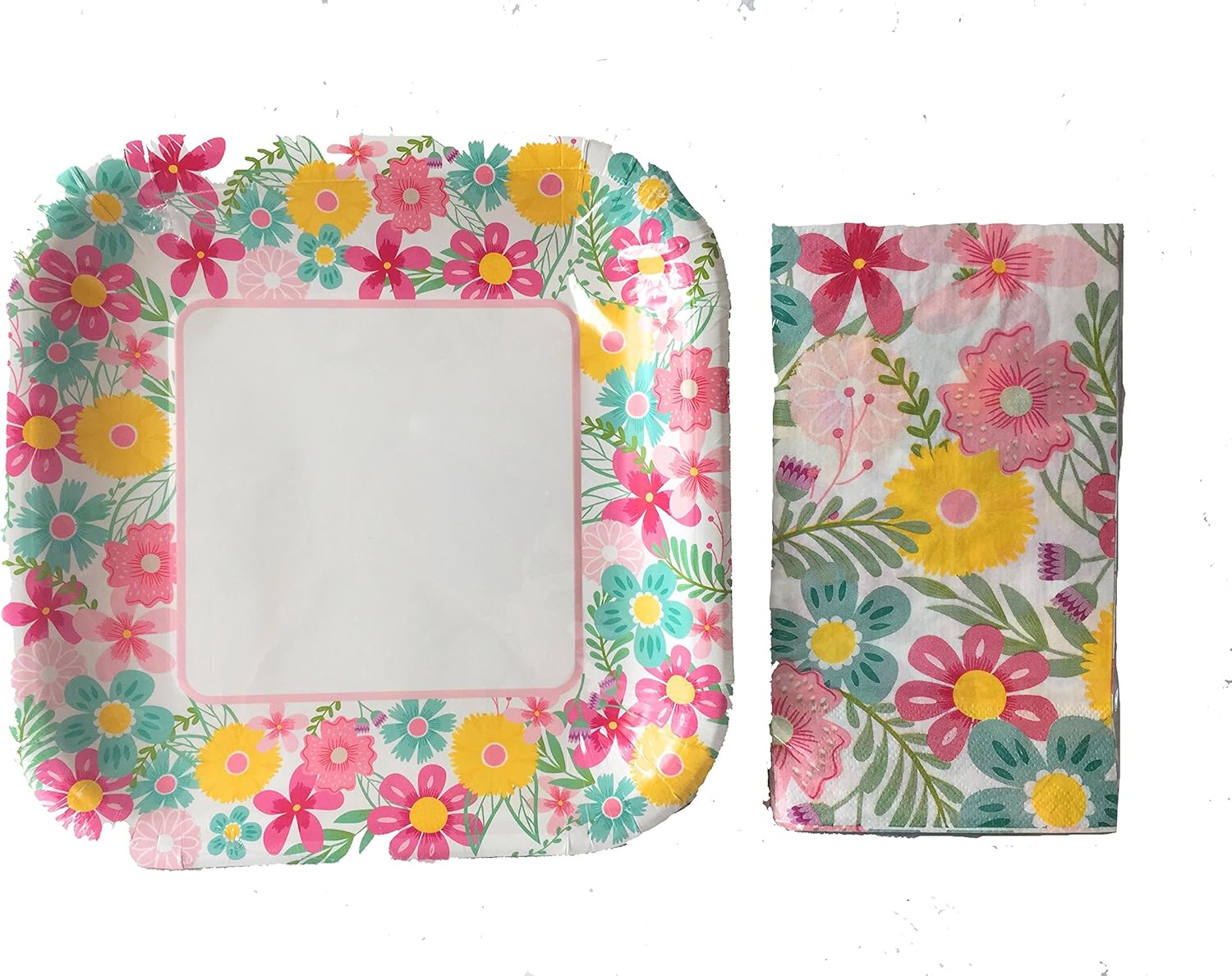 Spring Fling Floral Paper Plate and Napkin Set Serves 14