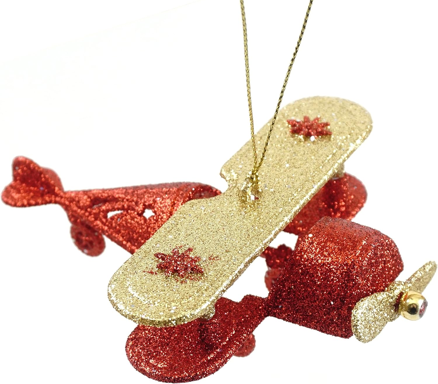 Airplane Red Glitter Hanging Tree Ornament Home & Kitchen